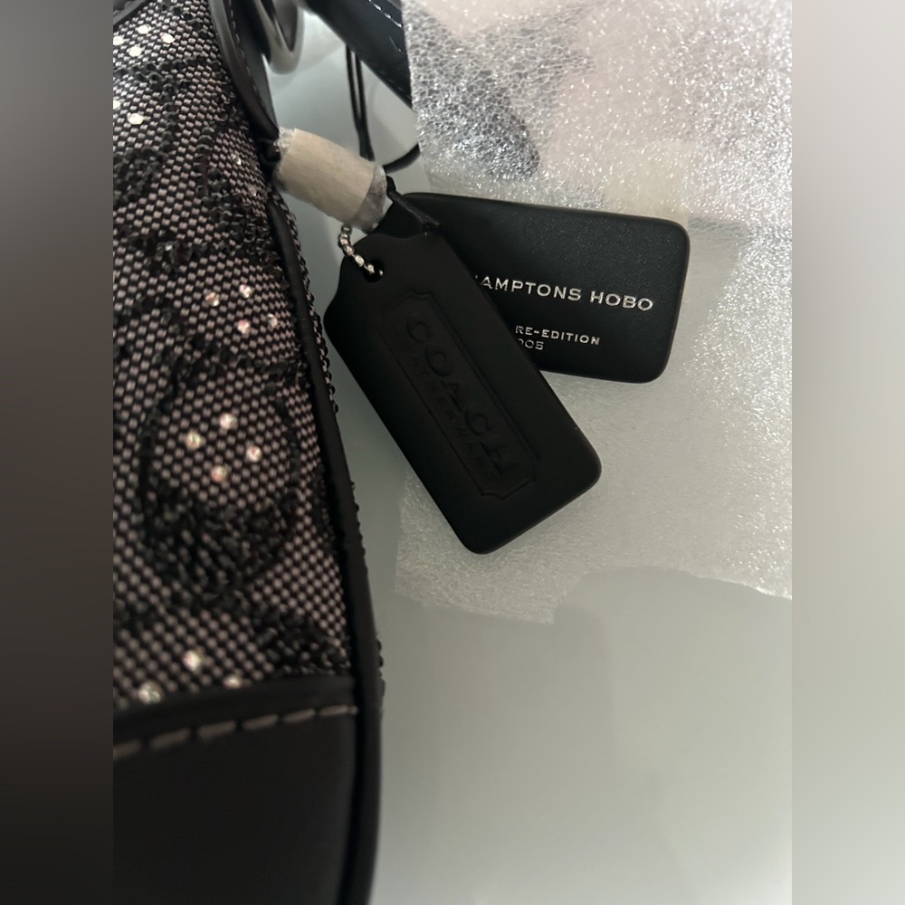Coach Black Crystal Signature Jacquard Hamptons Hobo Shoulder Bag - Picture 2 of 9